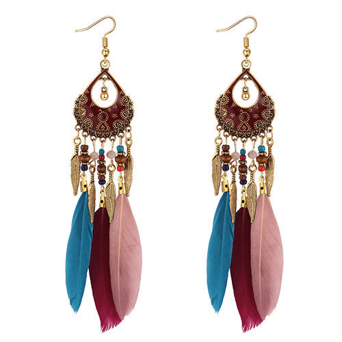 Fashion Multi-color Leaf Decorated Earrings
