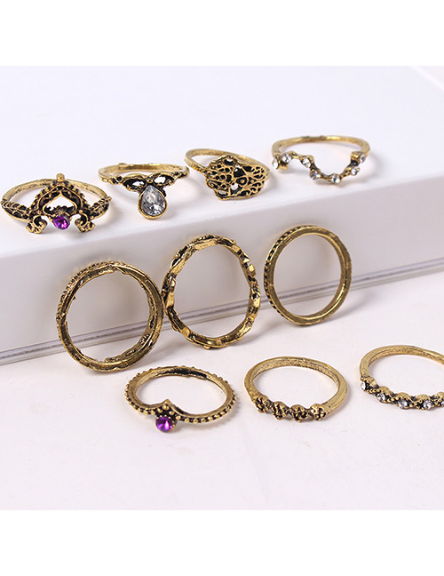 Fashion Gold Color Flower Shape Decorated Rings Sets