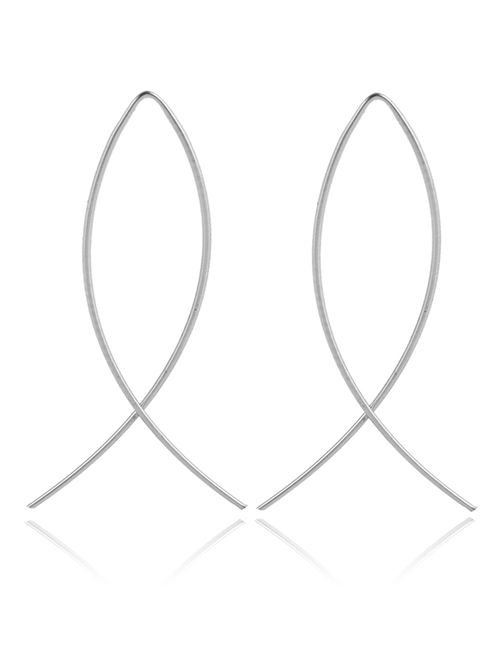 Fashion Silver Fish Shape Polygonal Geometric Earrings
