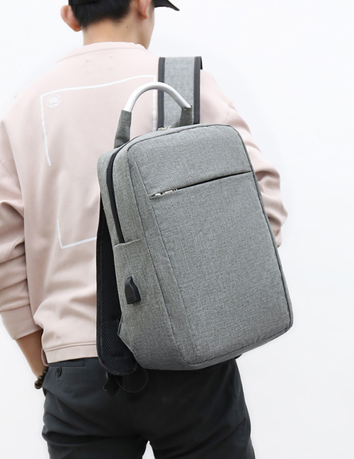 Fashion Gray Men's Backpack With Concealed Zip Panel:Asujewelry.com