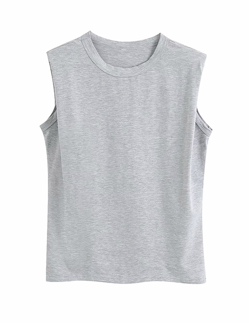 Fashion Gray Sleeveless T-shirt:Asujewelry.com