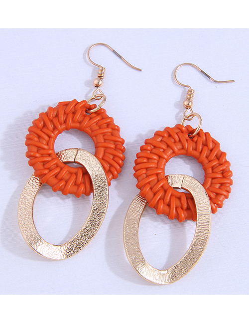 Fashion Orange Alloy Geometric Hoop Stud Earrings