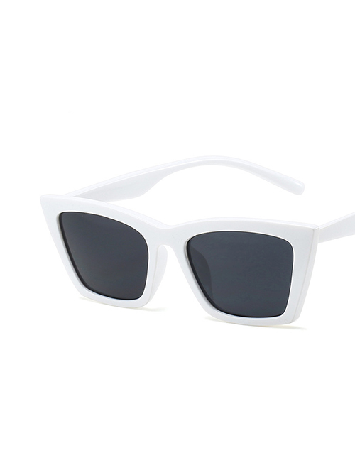 Fashion Solid White Ash Pc Resin Cat Eye Large Frame Sunglasses
