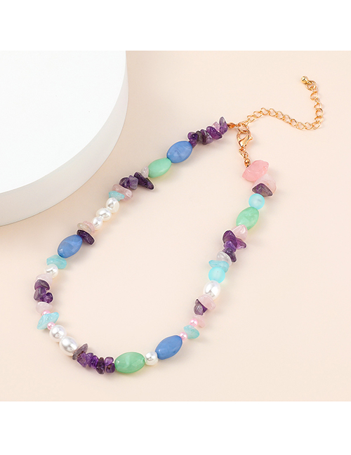Fashion Color Alloy Colorful Gravel Beaded Necklace