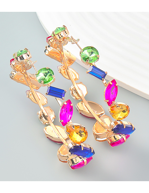 Fashion Bright Color Alloy Diamond Geometric Round Earrings