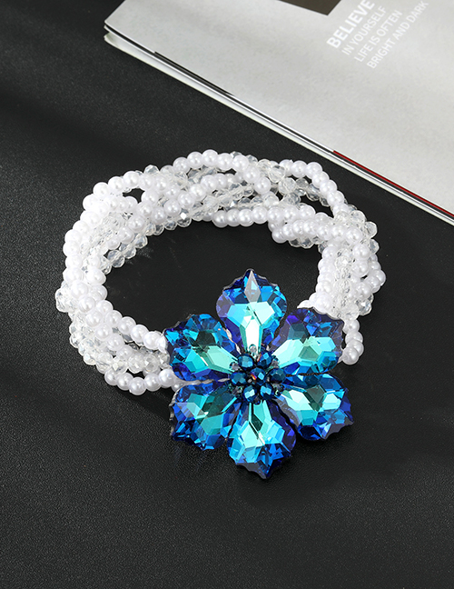 Fashion Big Blue Colorful Resin Crystal Flower Hairband