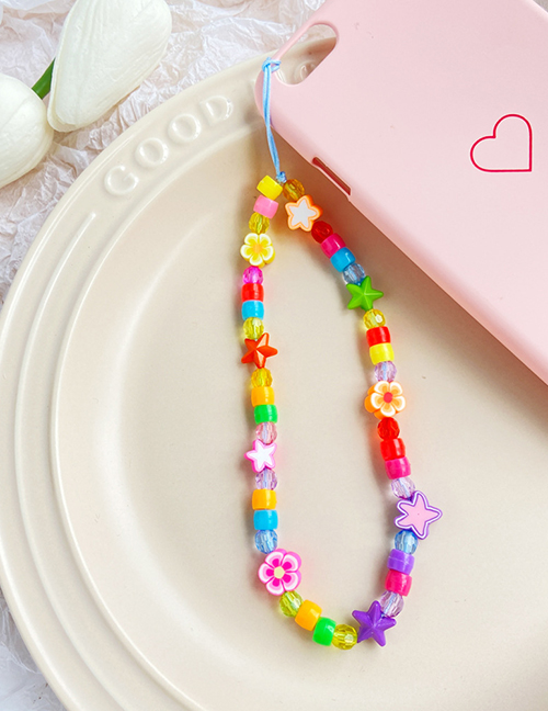 Fashion 1# Geometric Beads Color Pearl Star Flower Mobile Phone Chain