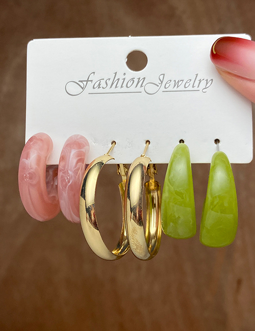 Fashion Color Resin Acetate Geometric Earring Set