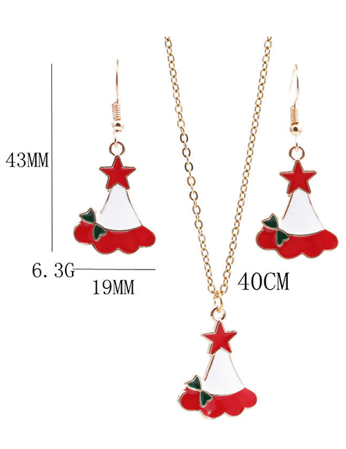 Fashion Star Earrings Necklace Set Alloy Drip Oil Trumpet Flower Star Necklace And Earrings Set