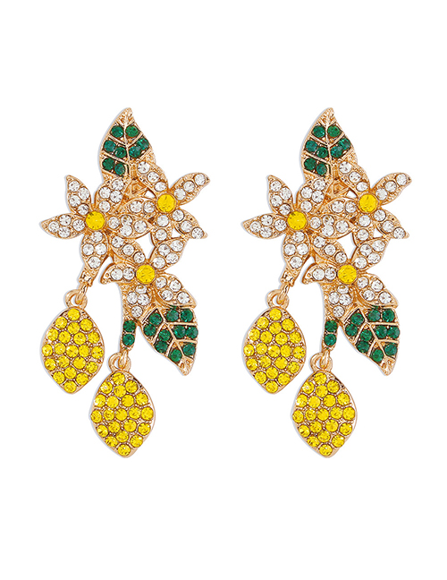 Fashion Flowers And Leaves Full Diamond Flower Earrings