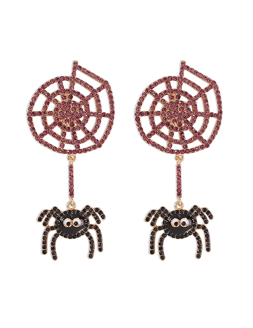Fashion Spider Halloween Full Diamond Spider Web Earrings