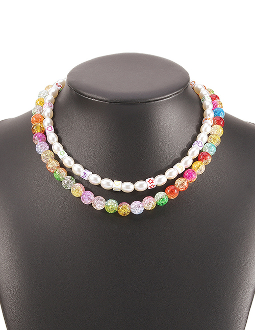Fashion Color Random Imitation Pearl Resin Beaded Multilayer Necklace