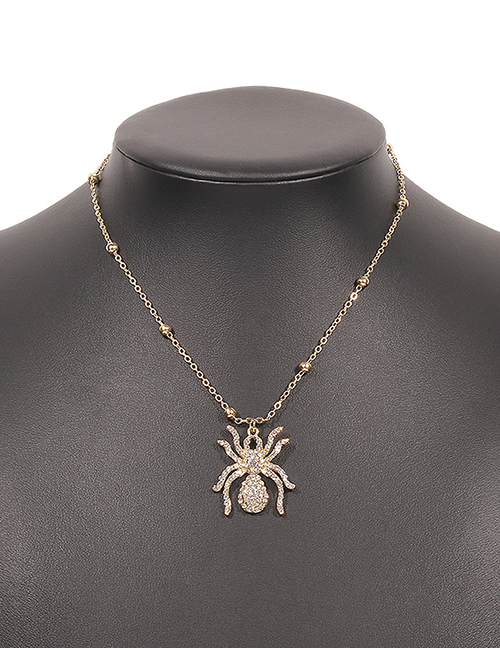 Fashion Gold Color Alloy Geometric Full Diamond Spider Necklace