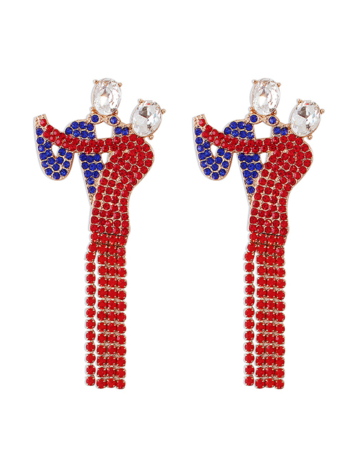 Fashion Red And Blue Cartoon Abstract Man Logistics Su Earrings