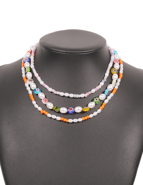 Fashion Color (random) Rice Bead Multilayer Beaded Necklace Set