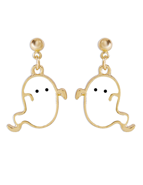 Fashion White Alloy Drop Oil Halloween Ghost Earrings