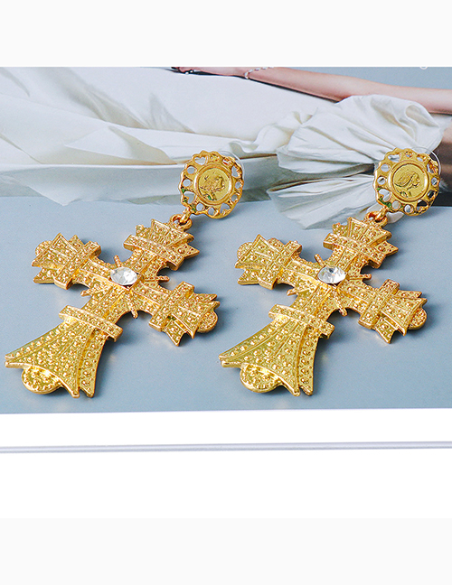 Fashion Gold Color Alloy Geometric Cross Earrings