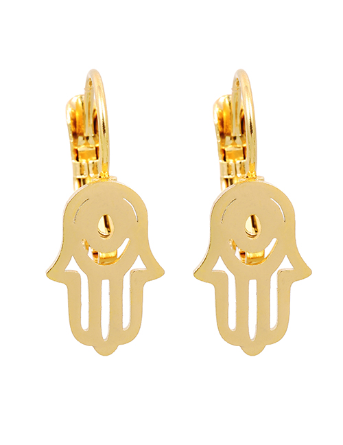 Fashion Gold Titanium Steel Hollow Palm Ear Ring