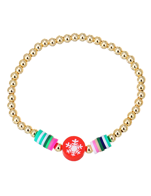 Fashion Snowflake Soft Ceramic Christmas Series Copper Beaded Bracelet
