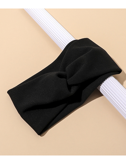 Fashion Black Pure Color Wool Velvet Knotted Headband