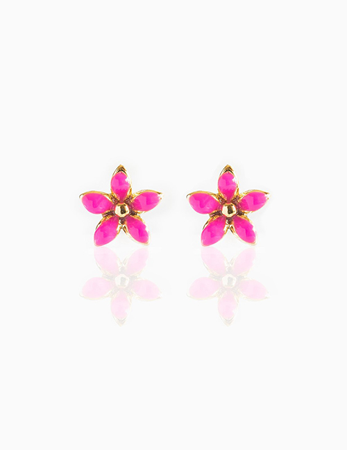 Fashion Red Gold-plated Bronze Petal Earrings