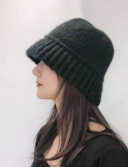 Fashion Black Woolen Knitted Basin Hat
