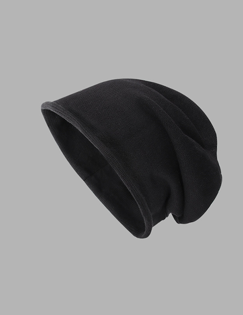 Fashion Black Knitted Beanie Woolen Knitted Pile Hat