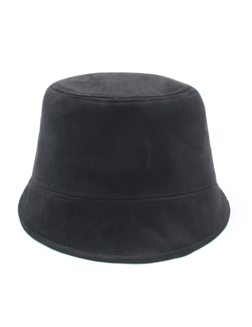 Fashion Black Solid Color Suede Fisherman Hat