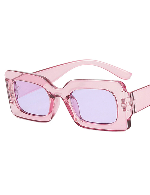 Fashion Transparent Purple Frame Purple Film Pc Square Sunglasses