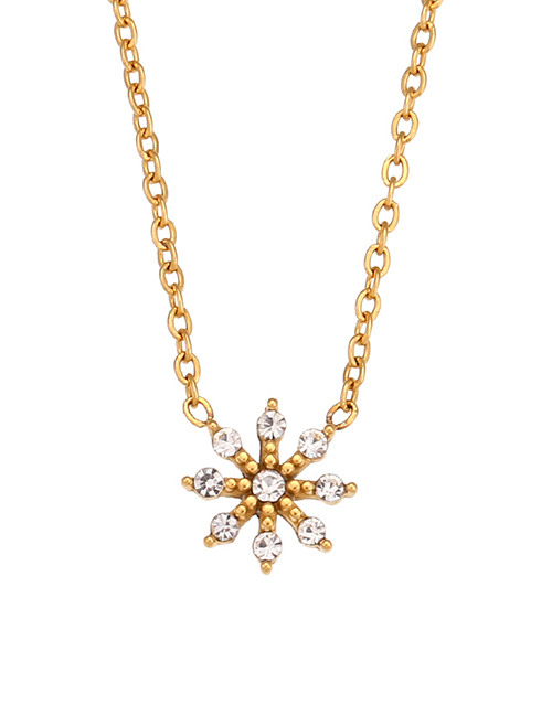 Fashion Small Daisy Zircon Pendant Necklace - Gold - White Diamonds ...