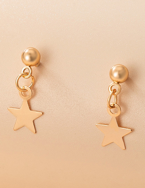 Fashion Gold Alloy Geometric Star Stud Earrings