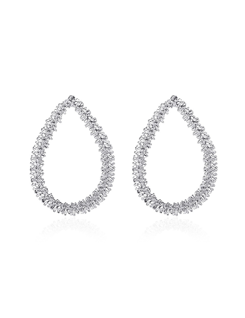 Fashion 02 Waterdrop Silver #6712 Alloy Hollow Drop Earrings