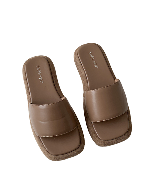 Fashion Khaki Flat Sandals:Asujewelry.com