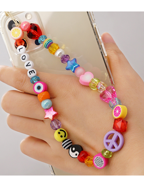Fashion Color Letter Five-pointed Star Peach Heart Fruit Eyes Mobile Phone Chain