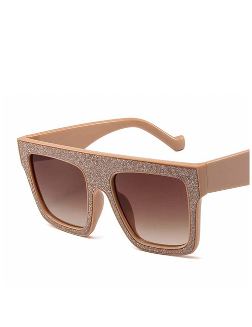 Fashion Orange Powder Frame Double Tea Pieces Pc Square Frame Sunglasses
