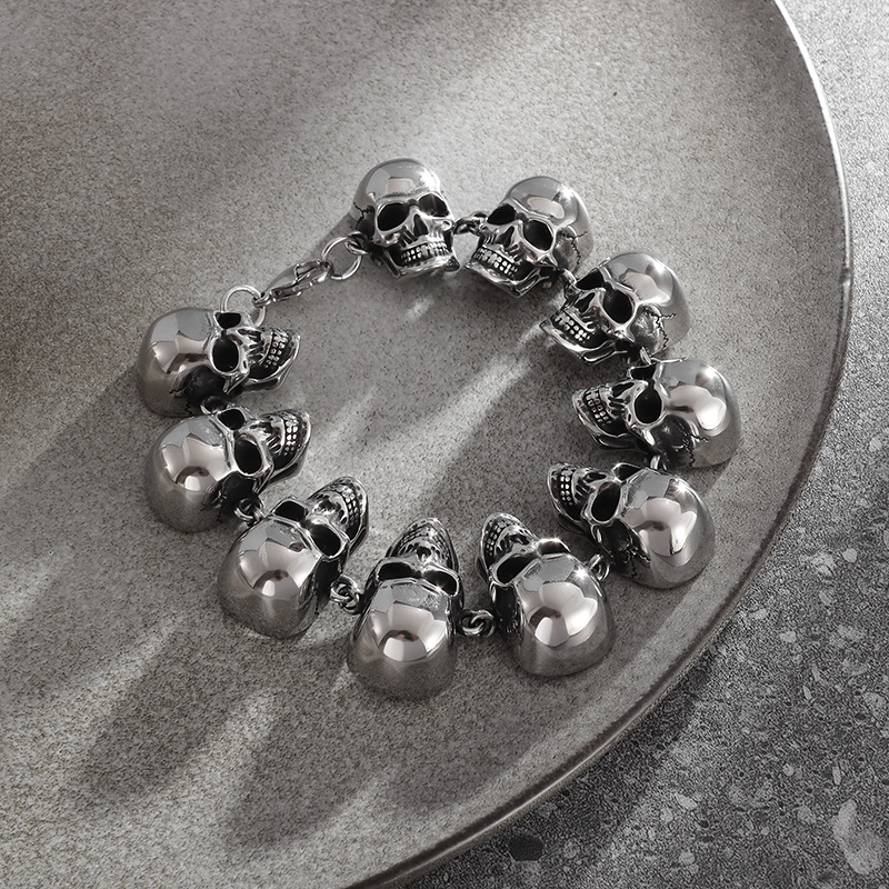 Fashion Skull Bracelet-steel Color Titanium Steel Skull Men's Bracelet ...