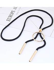 Trendy Black Round Shape Decorated Simple Necklace