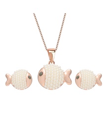 Fashion Rose Gold Fish Shape Decorated Jewelry Sets
