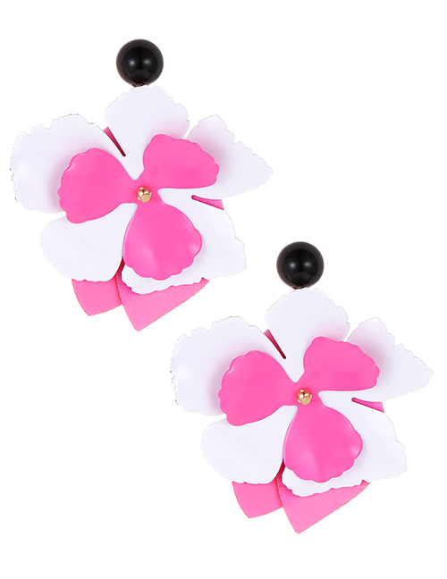 Fashion Pink Flowers Decorated Simple Earrings