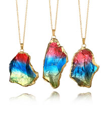 Fashion Multi-color Stone Decorated Color Matching Necklace(1pc)