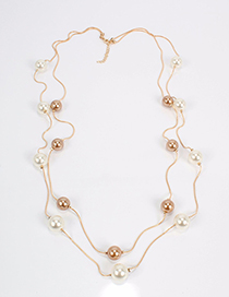 Fashion Gold Color Full Pearl Decorated Necklace