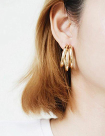 Fashion Gold C-shaped Semicircular Geometric Earrings