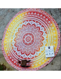 Fashion 41 Yellow Red Gradient Round Peacock Flower Beach Towel