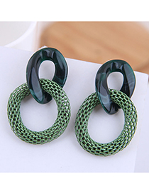 Fashion Green Irregular Resin Ring Metal Earrings