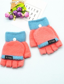 Fashion Pink Letter Clap Color Matching Five-finger Gloves