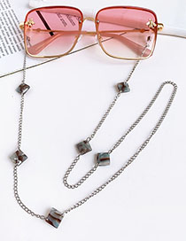 Fashion Gray Alloy Square Resin Glasses Chain