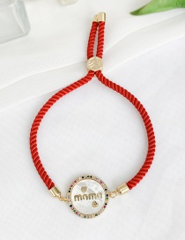Fashion red Cubic Zircon Shell Letter Mama Round Braided Wire Rope Bracelet