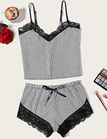 Fashion Black Lace Suspenders Two-piece Nightdress