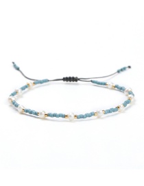 Fashion Blue Natural Pearl Handmade Rice Beads Woven Alphabet Bracelet