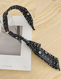Fashion Black Fabric Streamer Letter Bow Pearl Wide Brim Headband
